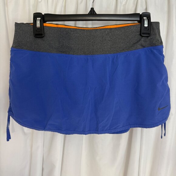 Nike Dri-Fit Blue Athletic Skort With Orange Liner & Gray Waistband Womens Sport - Picture 1 of 8